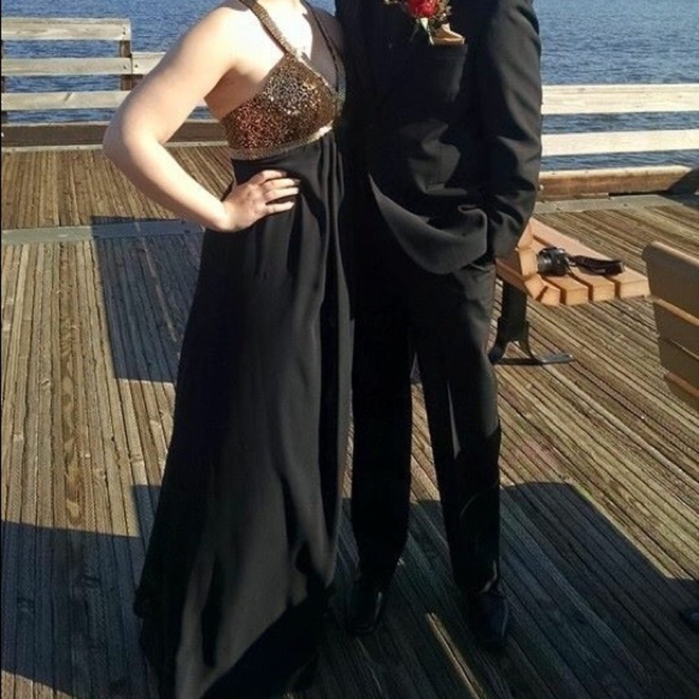 Black and Gold Prom Dress